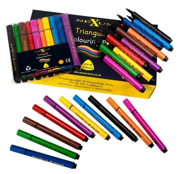 Nexus Triangular Colouring Pens (10 Wallets)