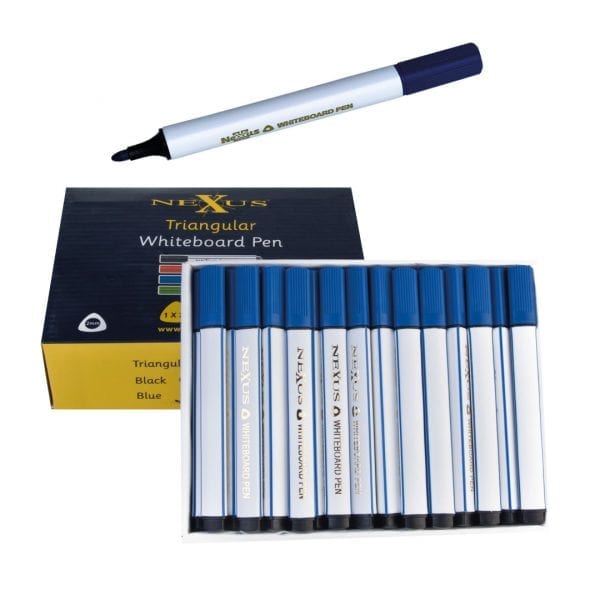 Nexus Triangular Whiteboard Pens Blue (72 Pack)