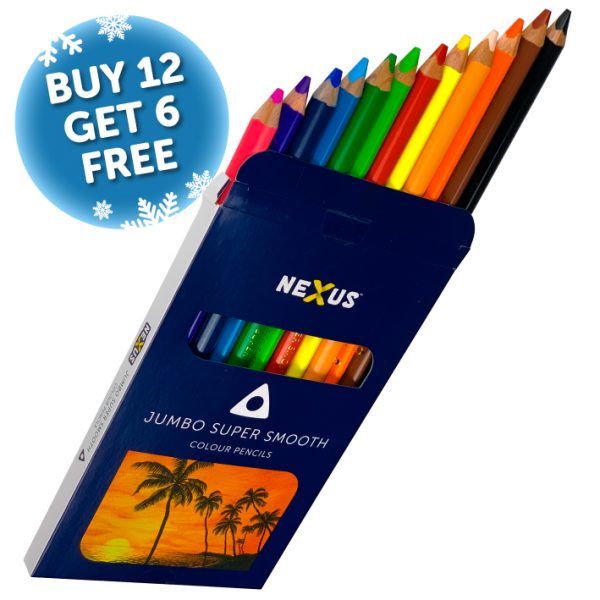 Nexus Jumbo Super Smooth Colour Pencils (Triangular) 1 x 12 Colours