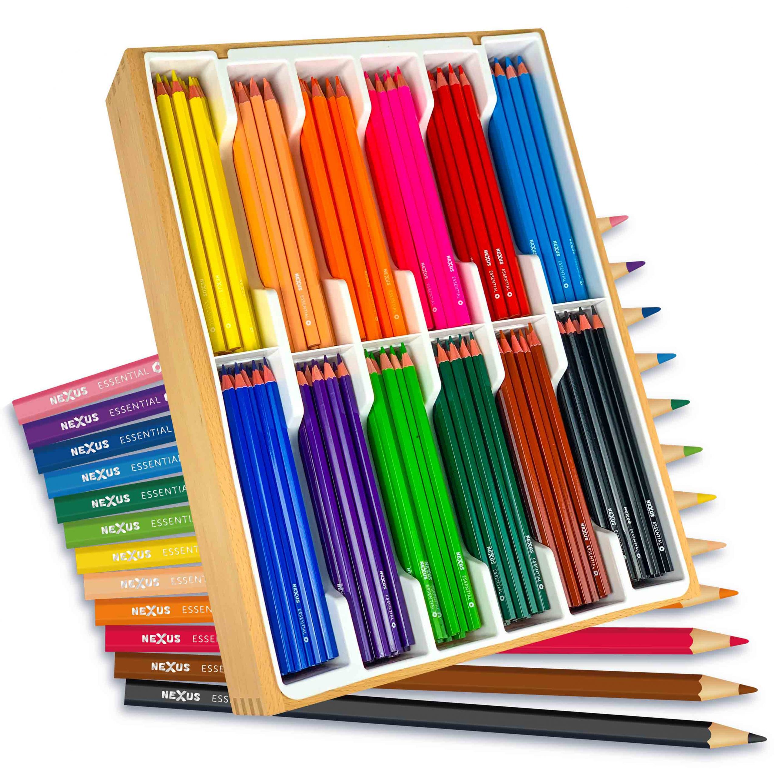 School Colour Pencils (Class Set - 24 x 12 Colours in Wooden Tray) - Learn  Play Nexus