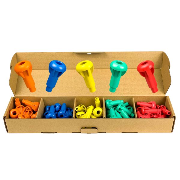 ‘Pegs to’ Range: 50 Wood Pulp Pegs – Orange, Blue, Yellow, Dark Green, Red