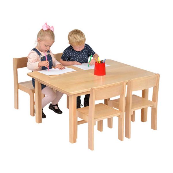 Rectangular Solid Beech Table Plus 1 Pack of Stacking Chairs