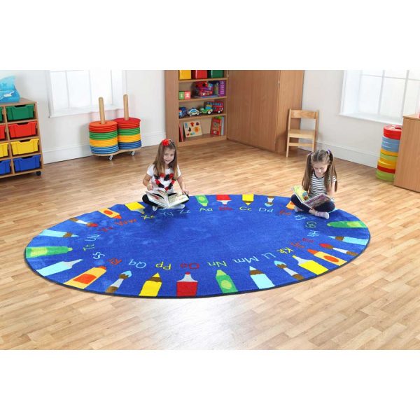 Rainbow Oval Alphabet Carpet 3 x 2M