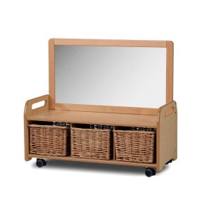 Mobile Mirror Storage Unit – Wicker Baskets