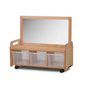 Mobile Low Display Storage Unit – Clear Trays