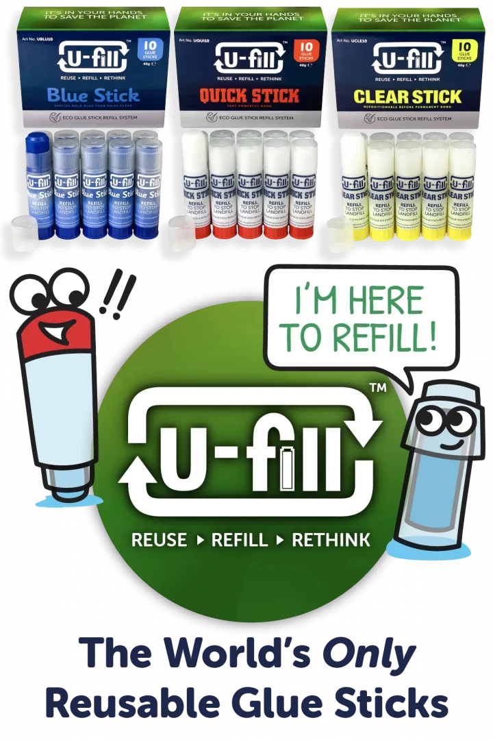 Eco Friendly Glue Sticks - U-fill Blue Glue Sticks
