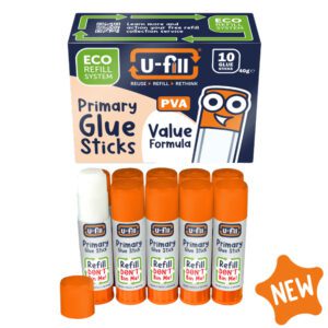 Box of 10 U-fill Primary Glue Sticks