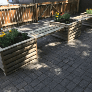 Rustic Loglap Planter and Bench Rustic Loglap Planter and Bench